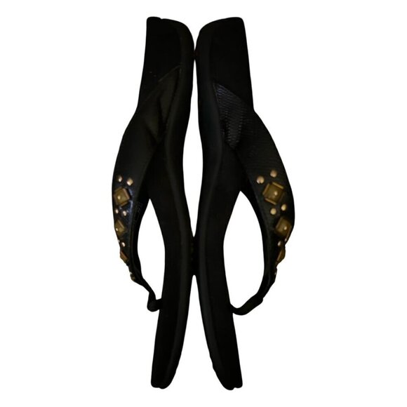 VIONIC Orthaheel Floriana Croco Black Jeweled Beaded Orthotic Flip Flops Size 7 - Picture 5 of 15